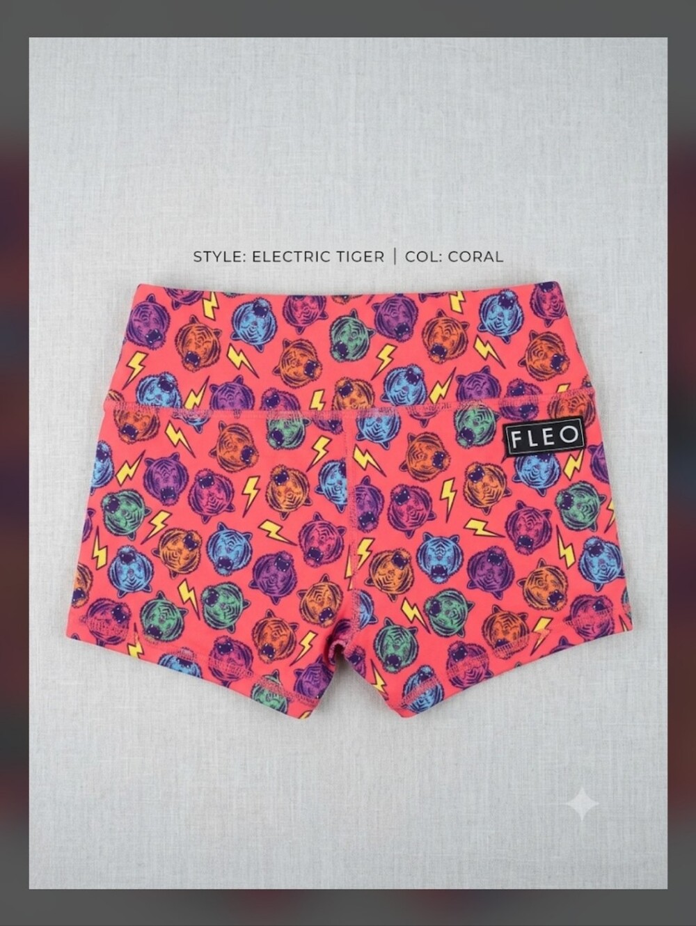 Fleo Coral Multicolor Electric Tiger Athletic Shorts Sz Large